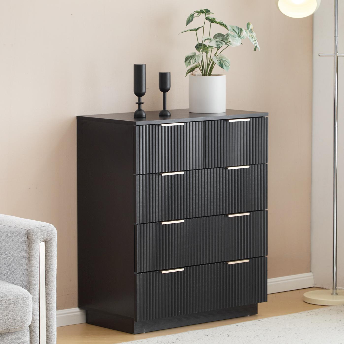 Algherohein Small Dresser with Drawer, Dressers for Bedroom,Fluted Design