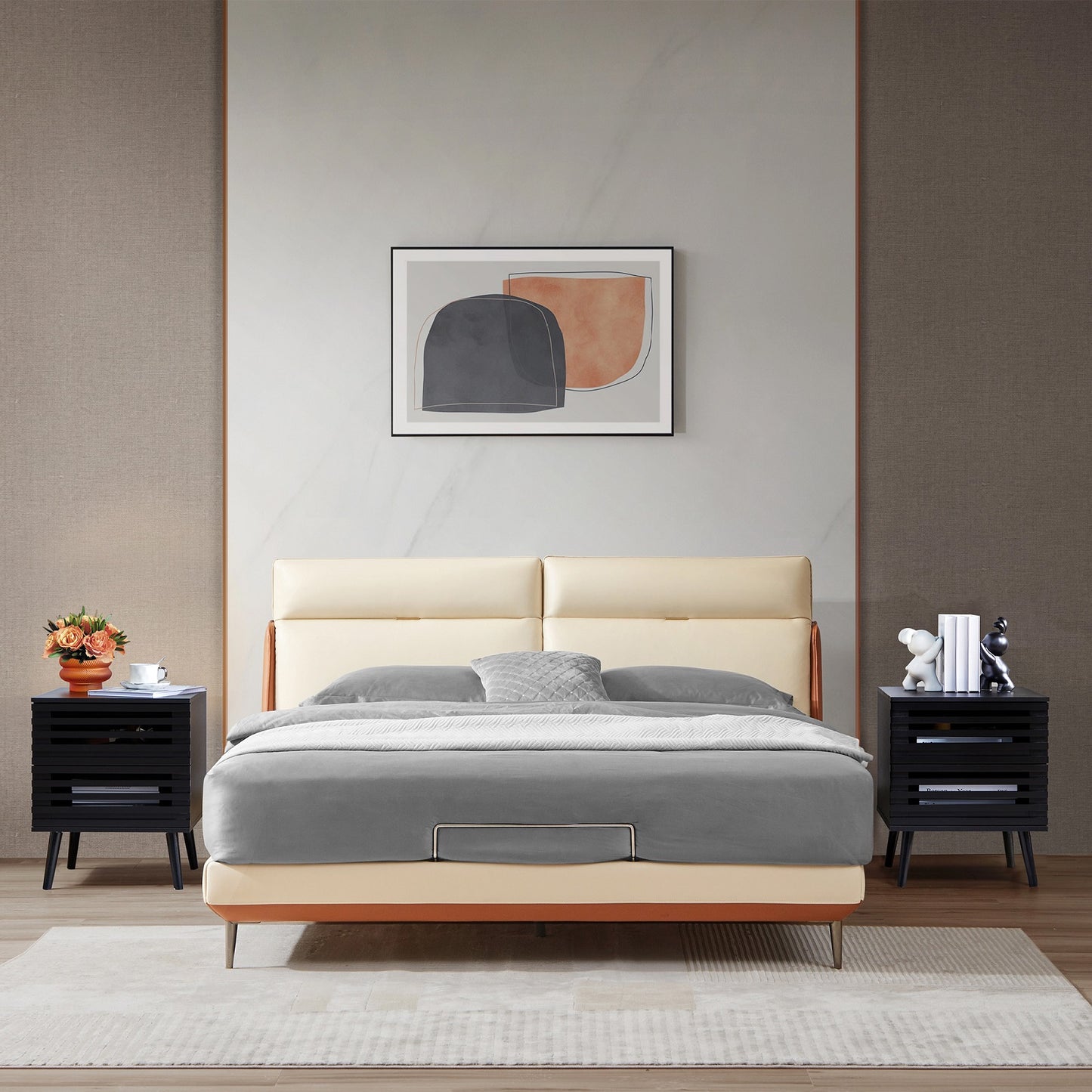 Algherohein Bedroom Wood Nightstand Set of 2 with Hollowed-Out Drawer,Living Room Side Tables