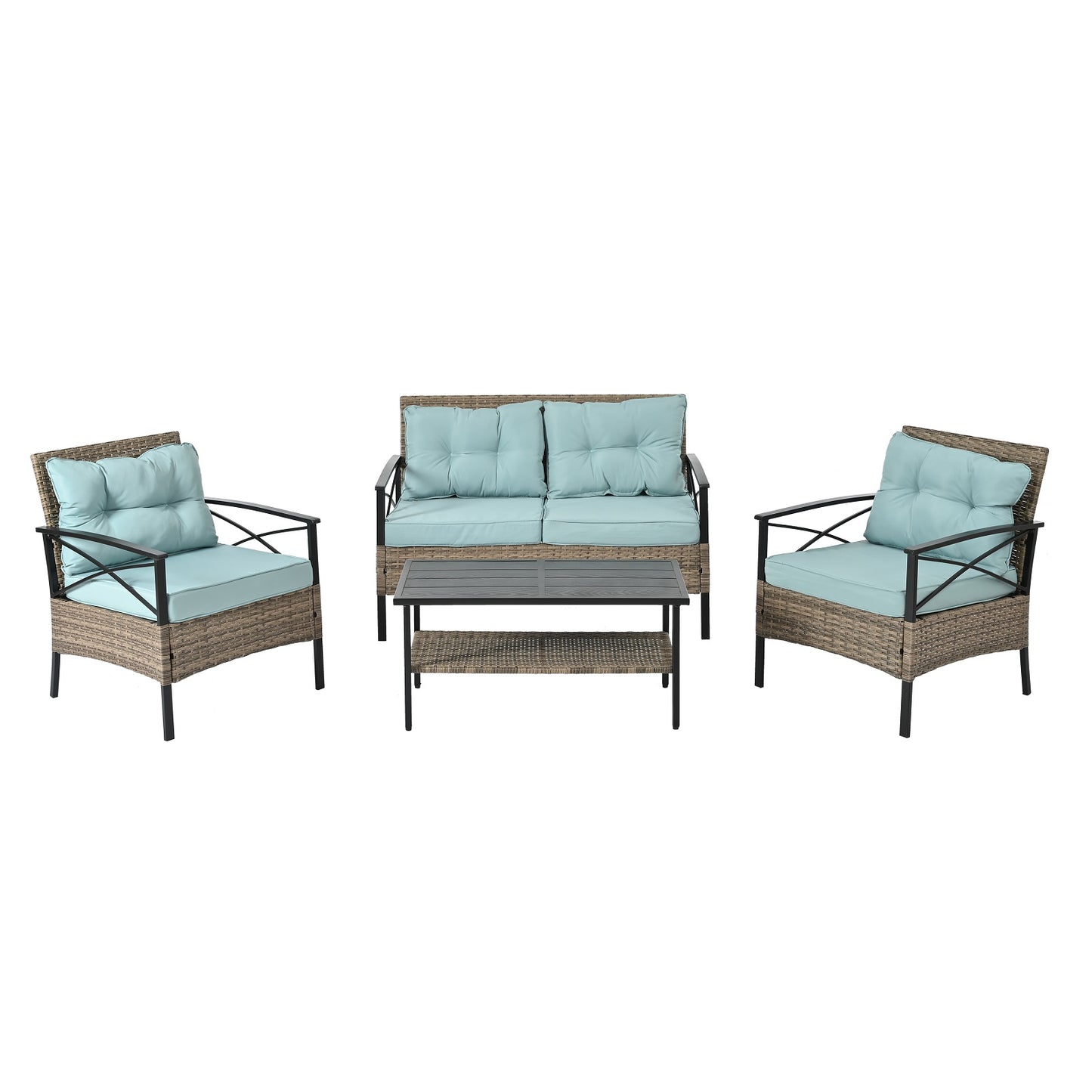 Algherohein 4 Piece Patio Furniture Sets with Patio Table and Chairs,Outdoor Cushions