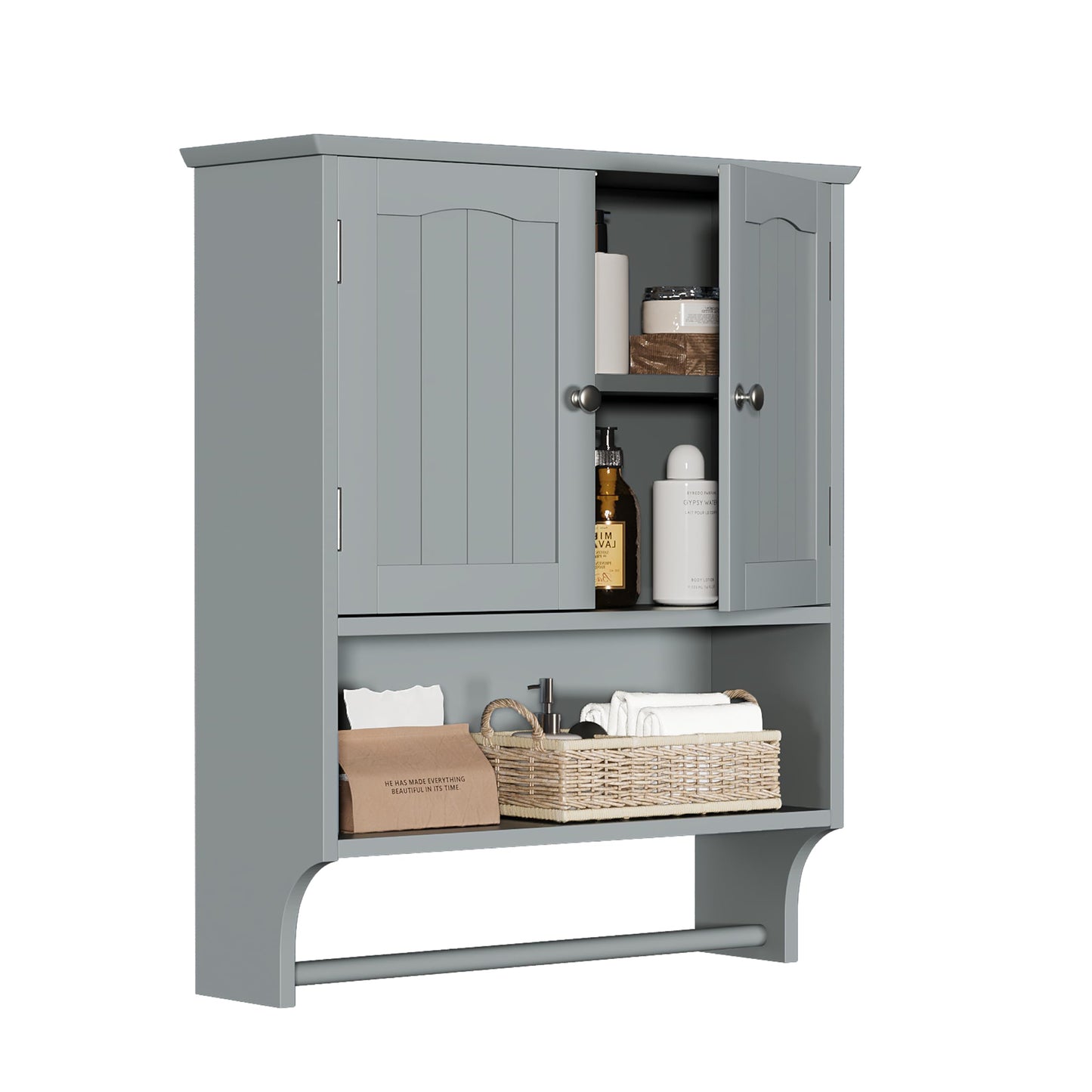 Semiocthome Over The Toilet Storage Wall Medicine Cabinet with 2 Doors and Adjustable Shelves