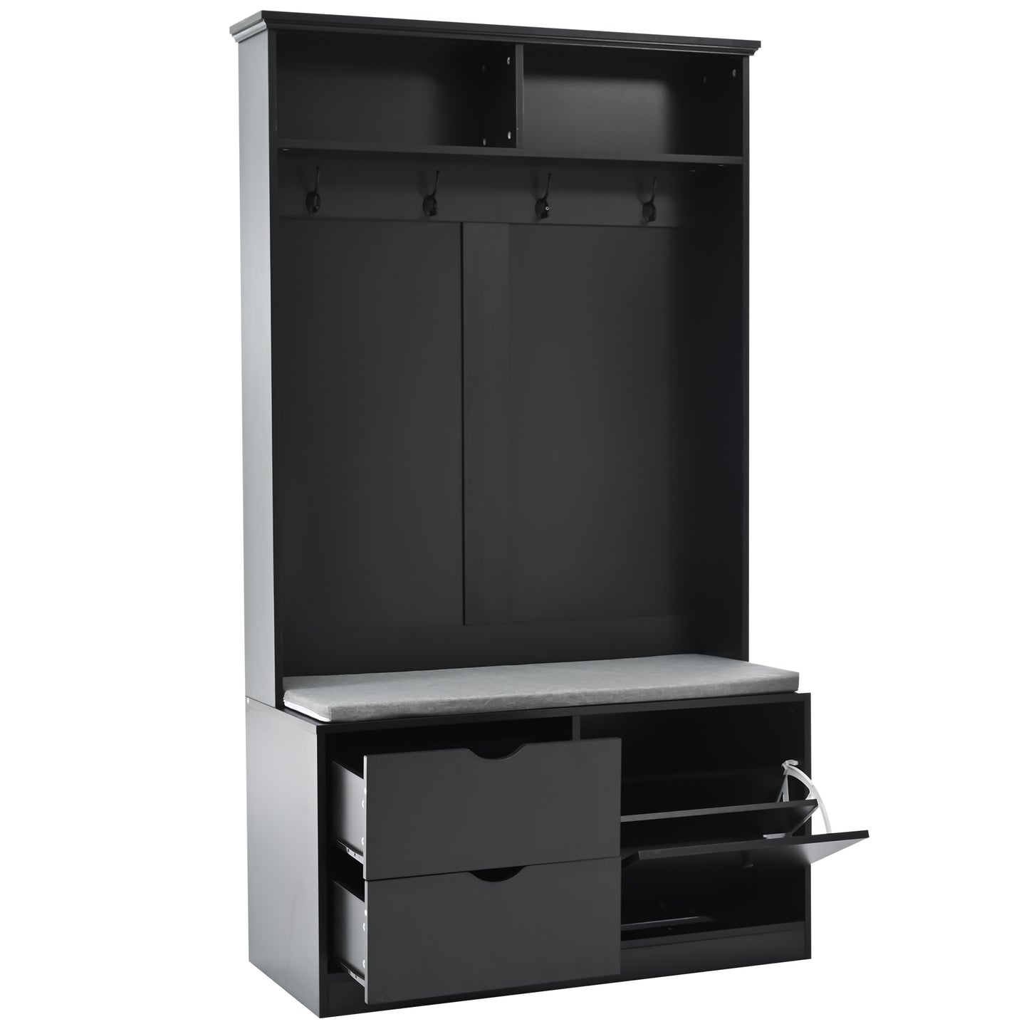 Smart FENDEE 71" Entryway Hall Tree with Coat Rack and Shoe Storage Bench, 4 Sturdy Hooks