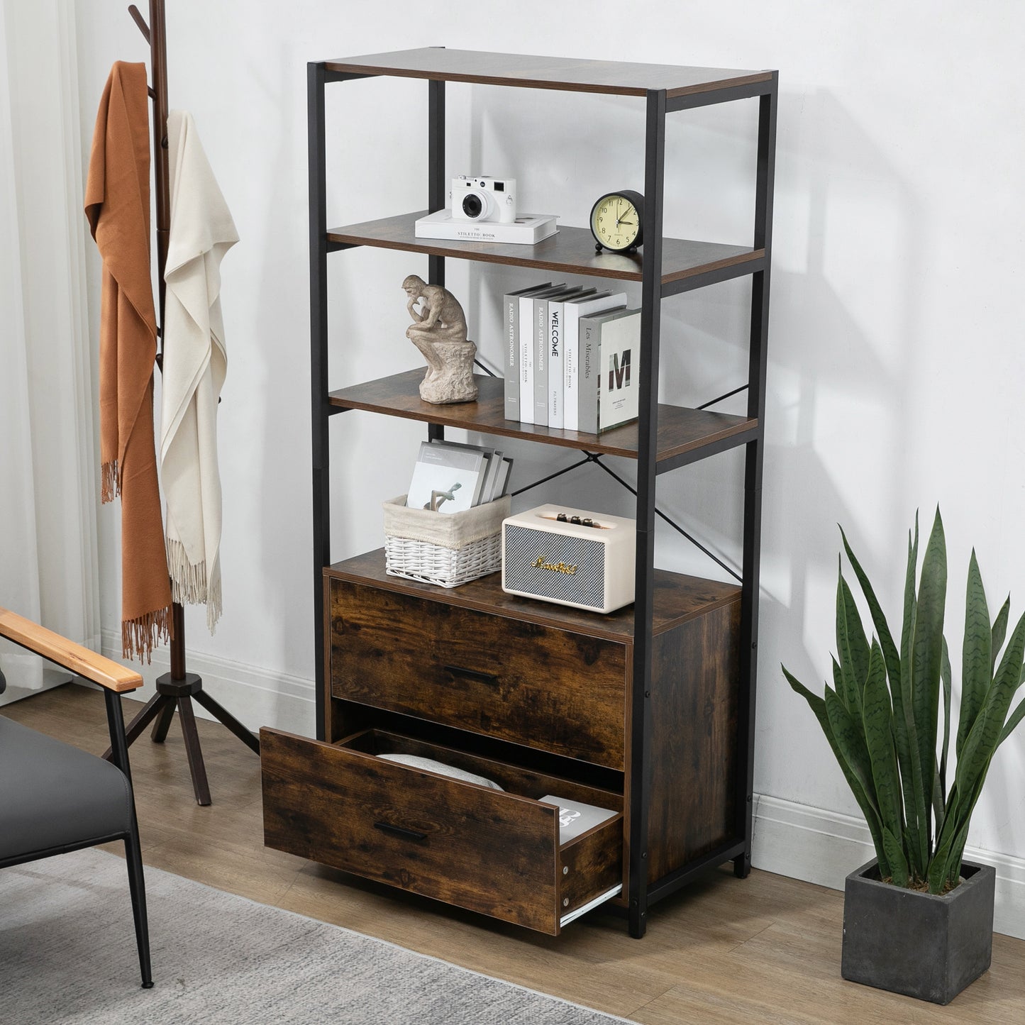 Smuxee Retro Corner Shelf,Storage Place with Door