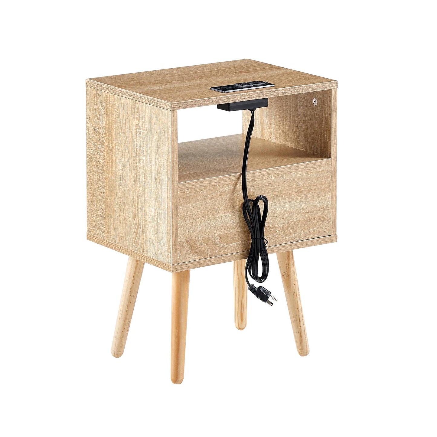Smuxee Modern Rattan Nightstand with Drawer,End Tables Side Tables for Bedroom