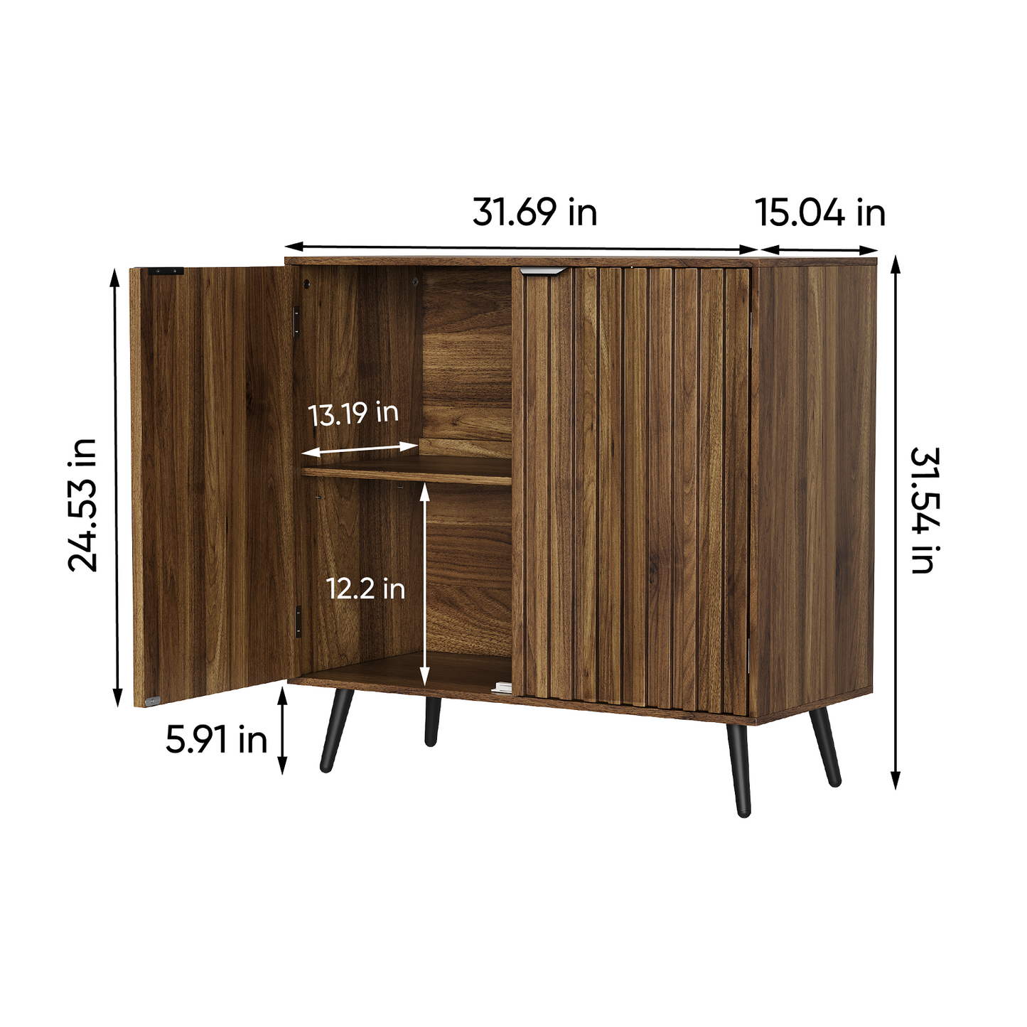Algherohein Buffet Cabinet with Doors,Kitchen Storage Cabinets,Walnut
