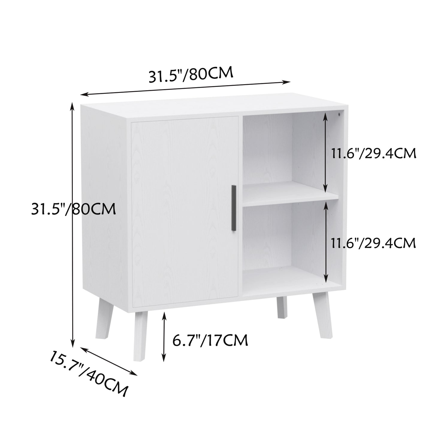 Semiocthome Modern Sideboard Storage Cabinet Wood Accent Buffet Cabinet for Kitchen in White Finish
