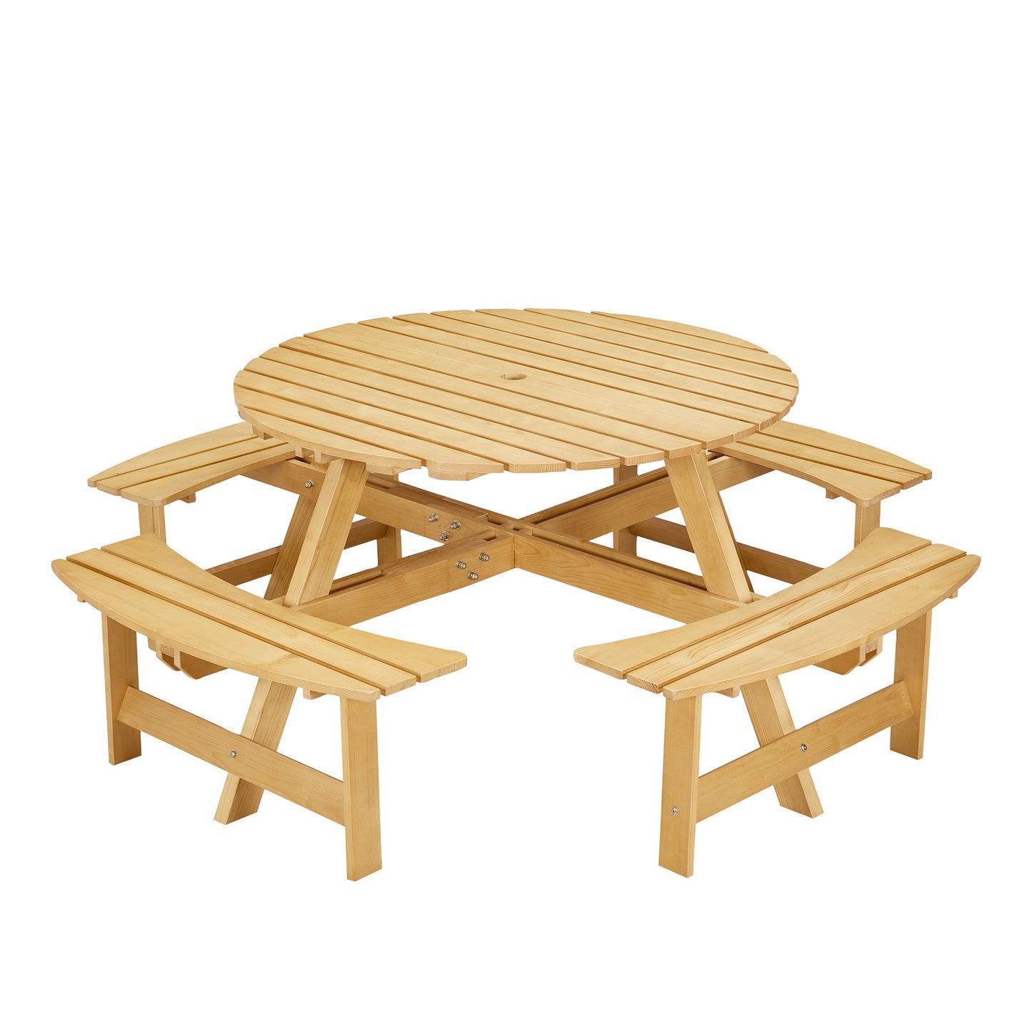 Algherohein Outdoor Picnic Table,Outside Table with Benches and Umbrella Hole