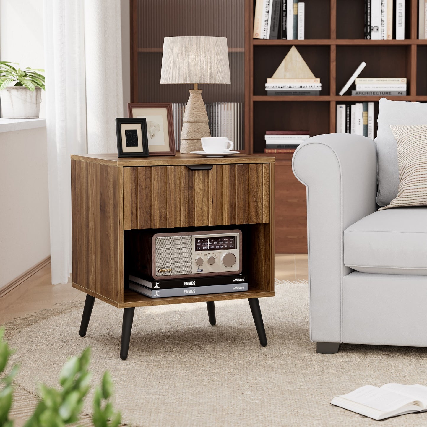 Algherohein Night Stands for Bedroom,Modern End Tables for Living Room with Fluted Drawer