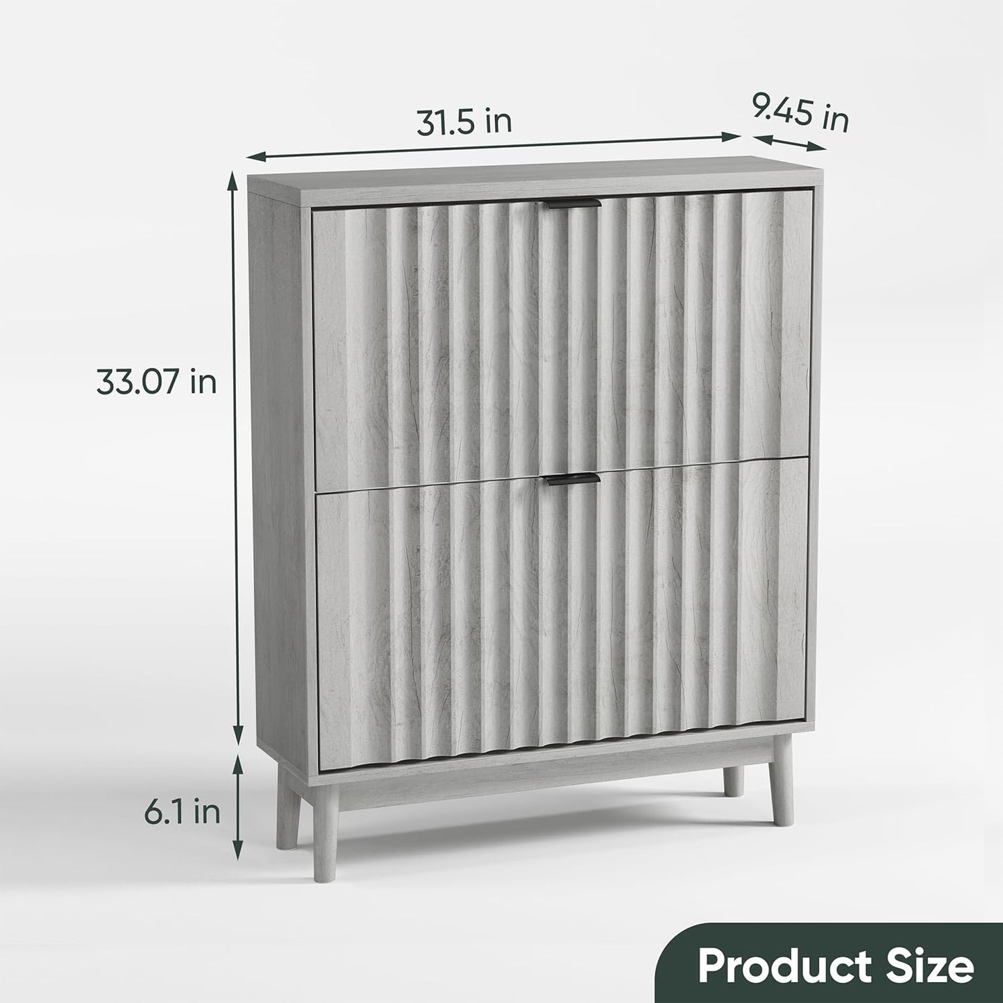 Semiocthome Shoe Cabinet with 2 Flip Drawers Farmhouse Shoe Storage Organizer for Entryway, Grey