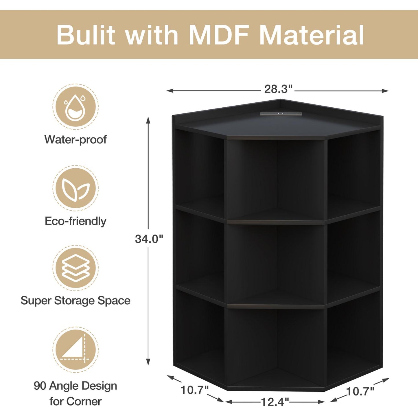 Smuxee Modern Corner Shelf with Cube Storage,USB Outlets Charging Station,Home Corner Cabinet