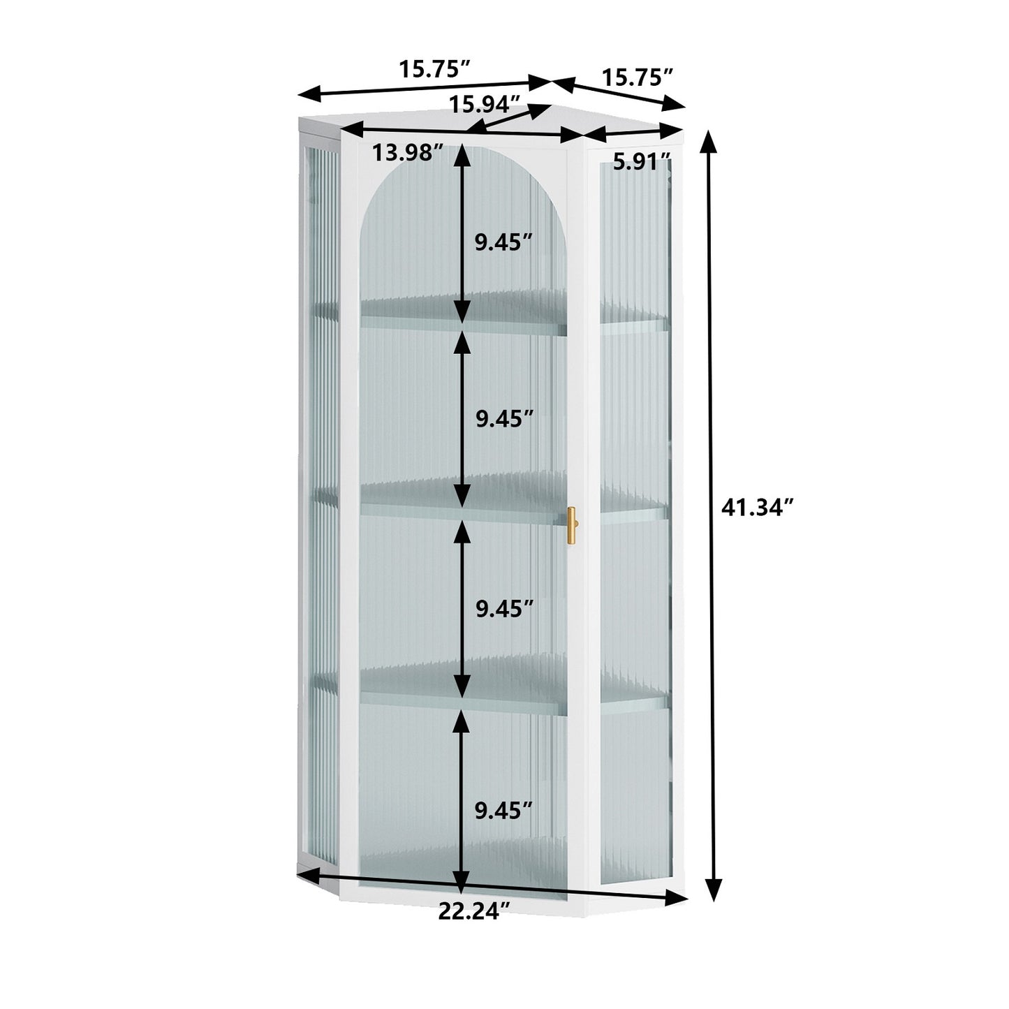 Smuxee Glass Bathroom Cabinet Storage with 4 Bathroom Shelf,Wall Corner Cabinet,White
