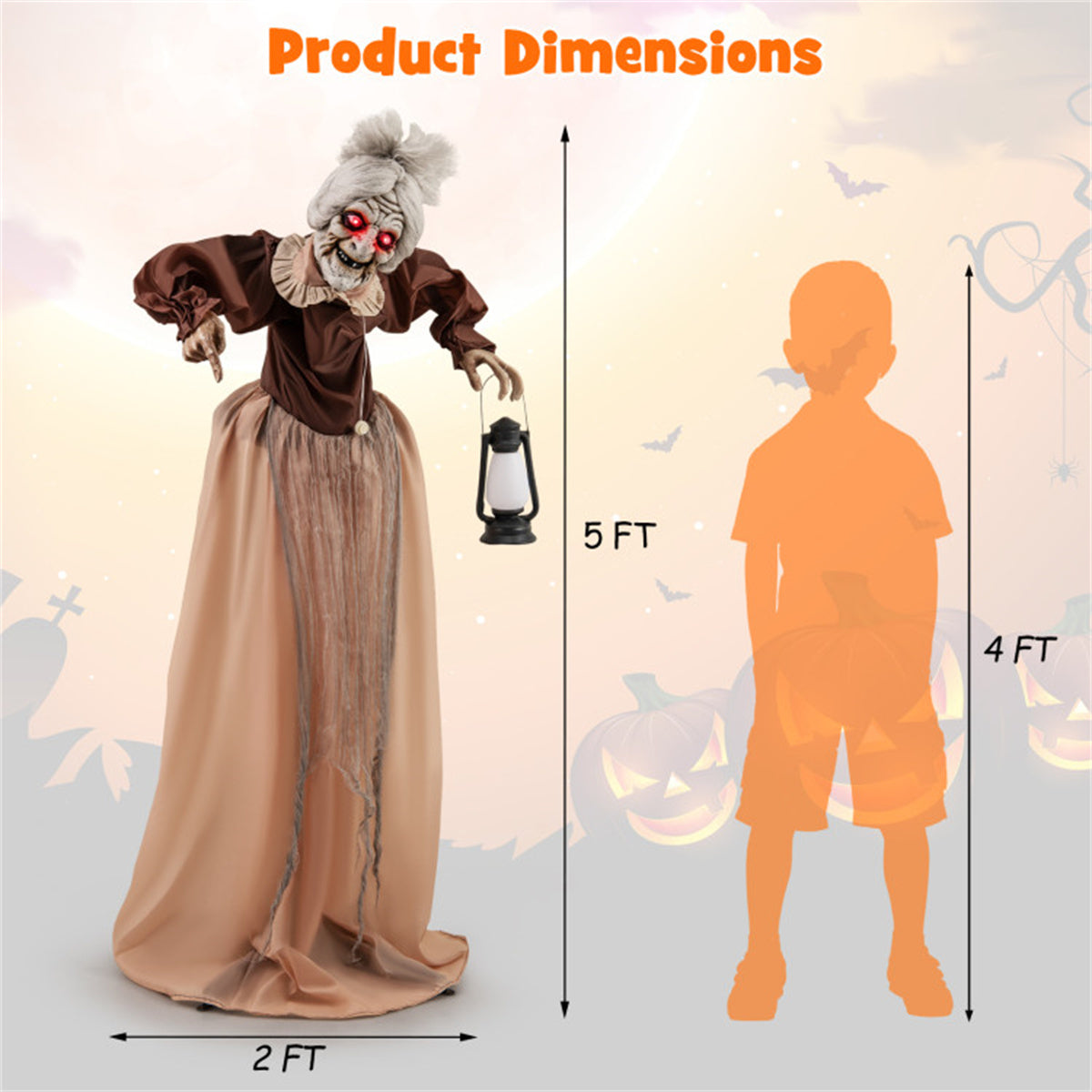Algherohein Lights Halloween Decorations Outdoor,Halloween Decor,Old Lady