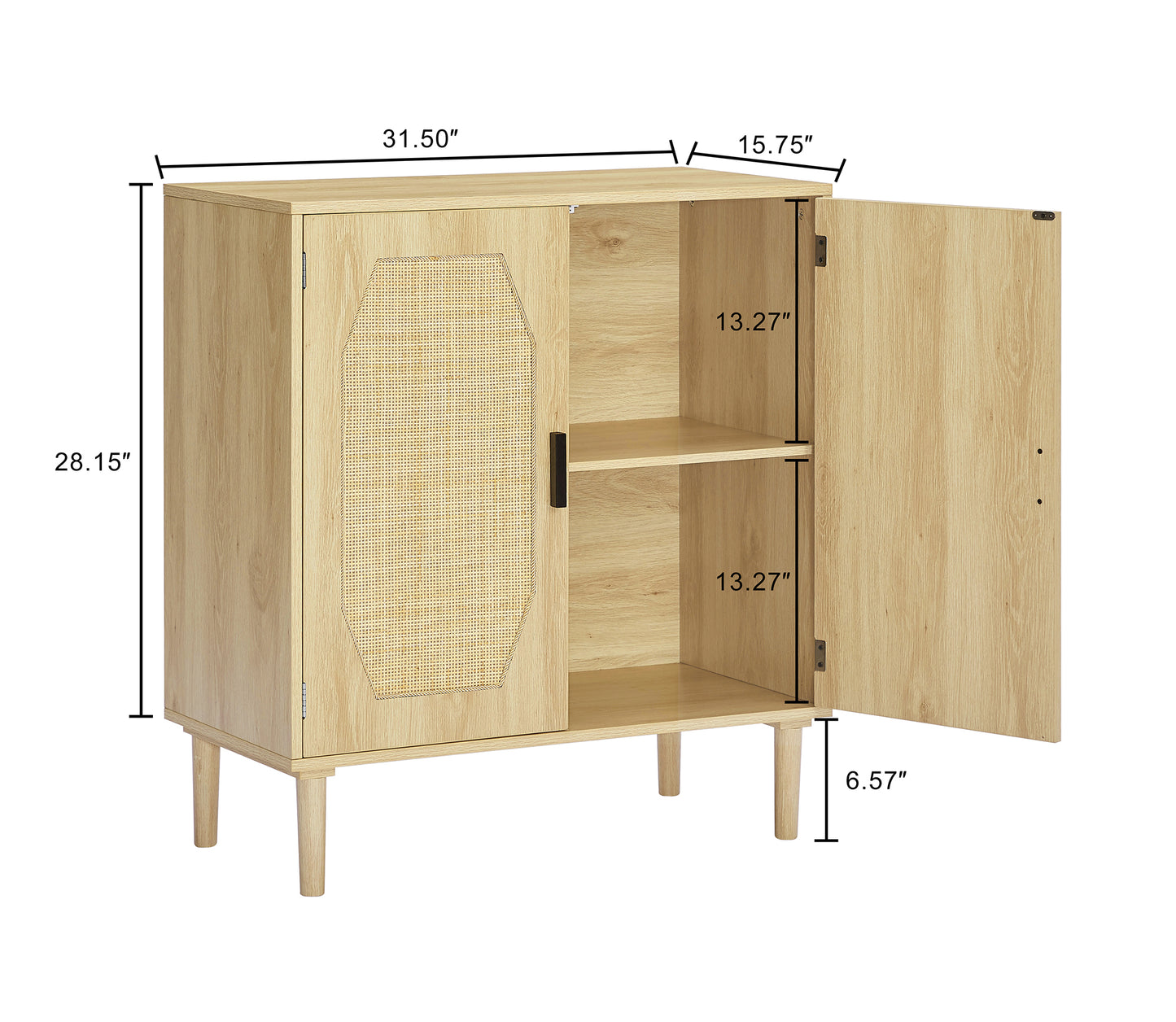 Smart FENDEE Kitchen Storage Cabinets with Rattan Decorated Doors, Buffets, Natural