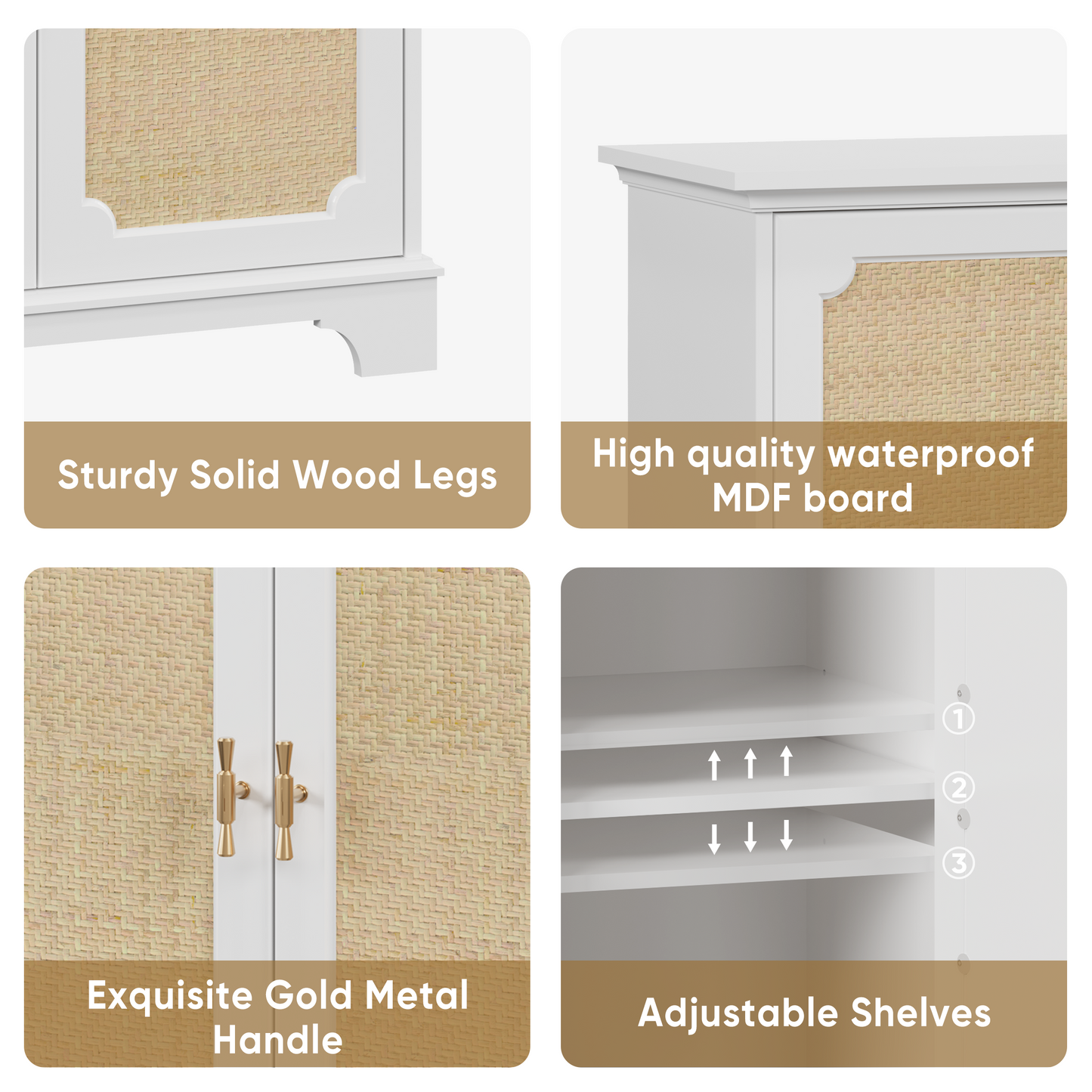 Semiocthome Storage Cabinet with Rattan Doors