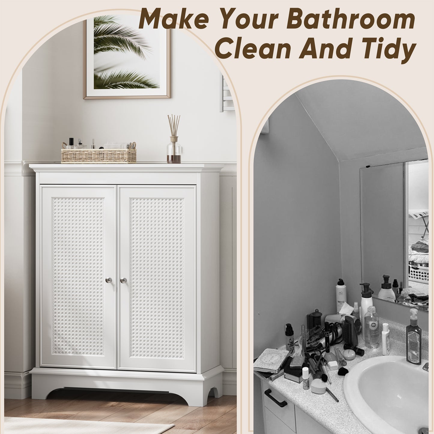 Semiocthome White Bathroom Storage Cabinet