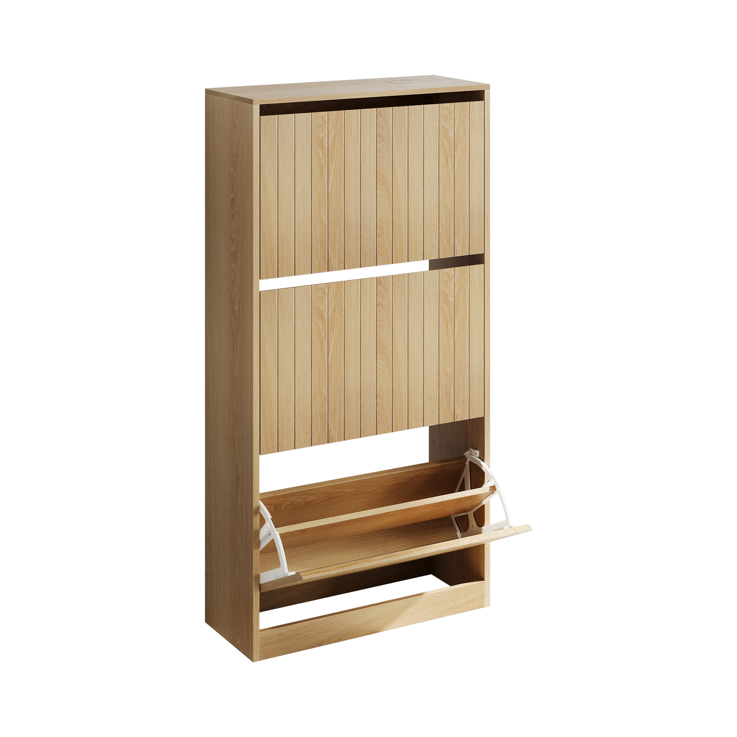 Semiocthome Shoe Cabinet with Vertical Groove Doors