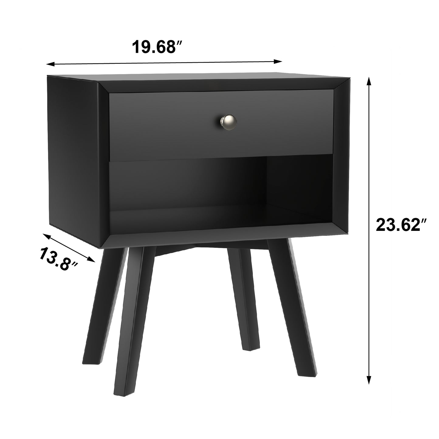 Mid Century Modern Nightstand Wood Bed Side Table for Bedroom