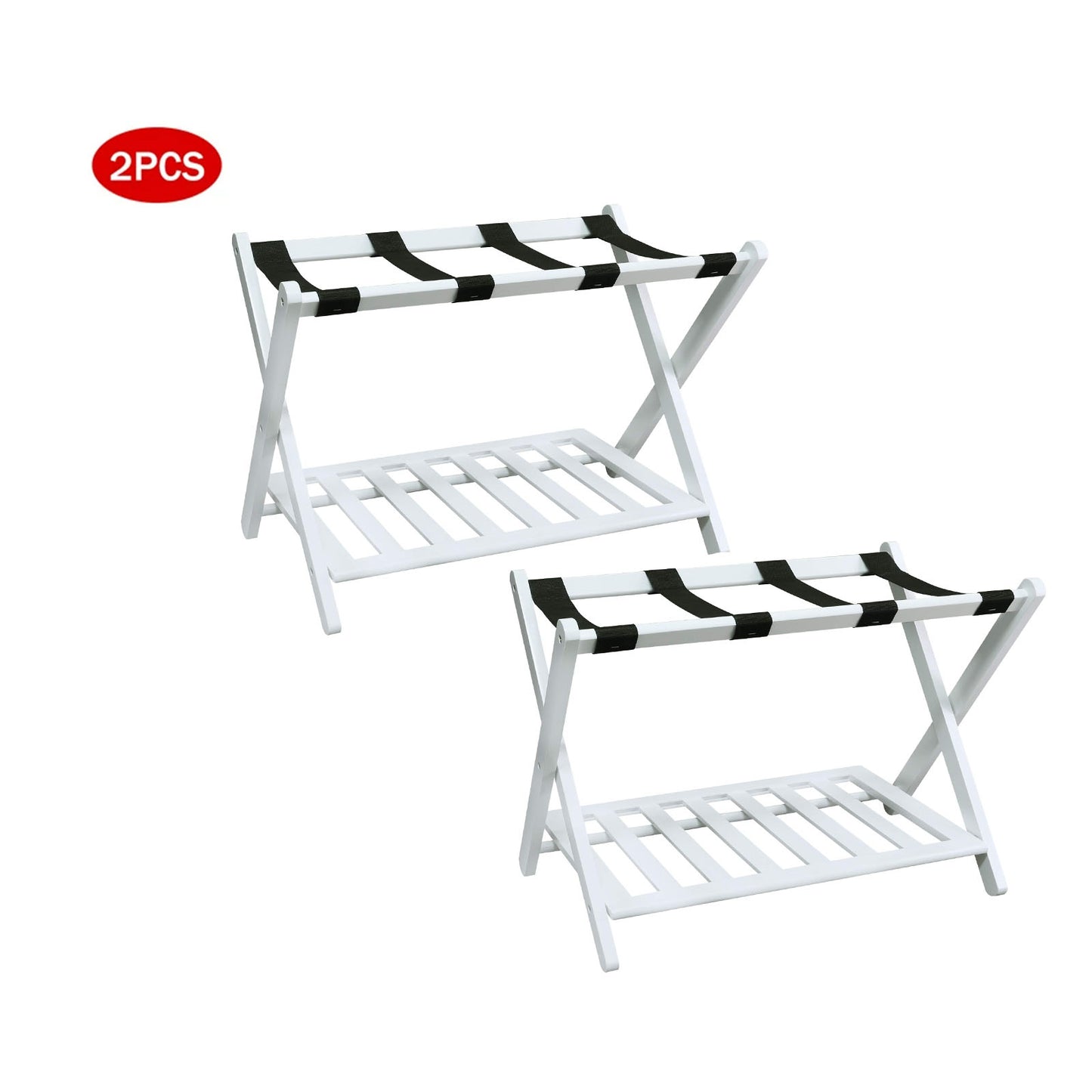 Smart FENDEE Space-Saving Foldable Bamboo Luggage Rack with Shelf