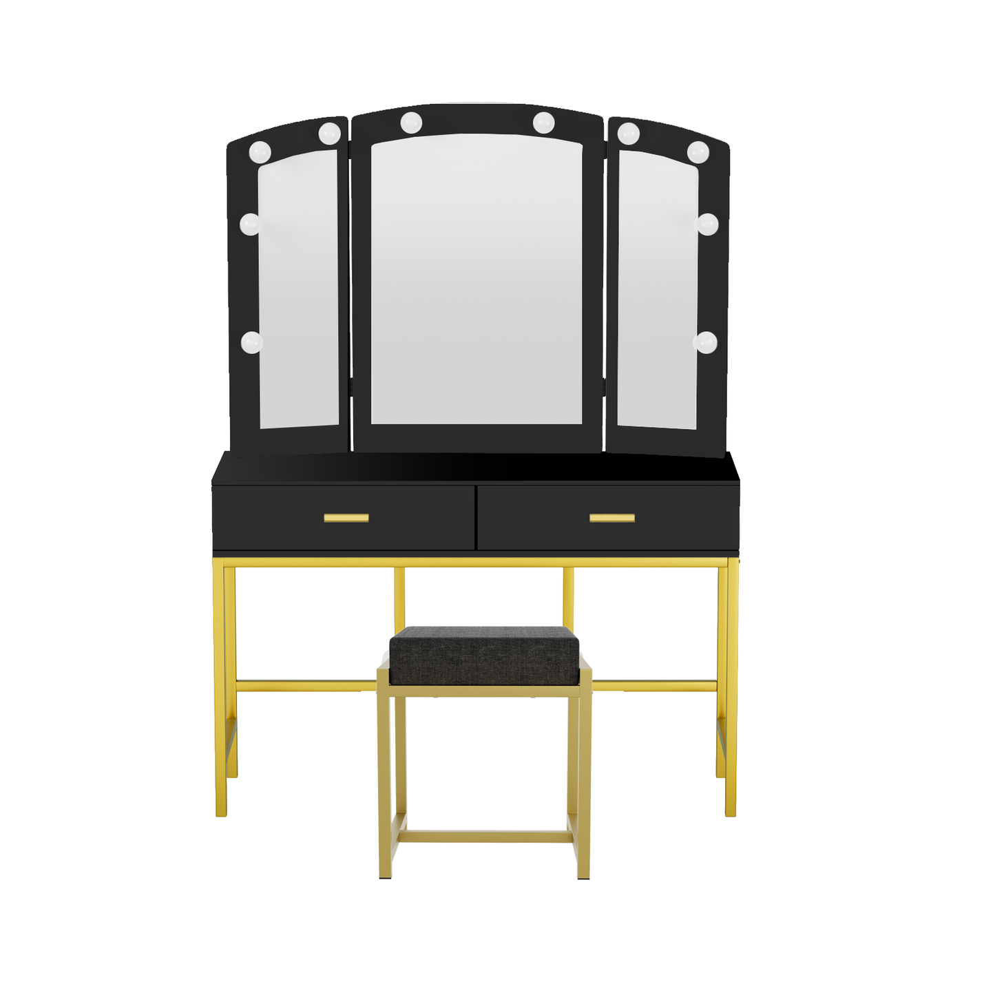 Modern White Vanity Tables Set for Bedroom with LED Lights