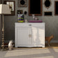 Smart FENDEE Modern Cat Litter Box with Hidden Plug, 2 Doors Wooden Pet House