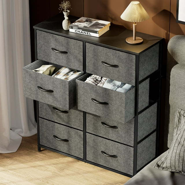 Smart FENDEE Drawers Fabric Dresser Cabinet Storage Organizers and Wood Top , Bedroom, Adult