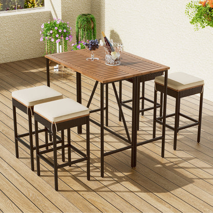 Algherohein Wood Patio Table and Chairs Set, Outdoor Furniture Sets Dining and Bar