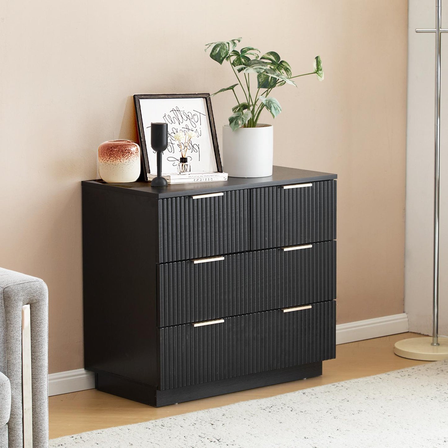 Algherohein Small Dresser with Drawer, Dressers for Bedroom,Fluted Design