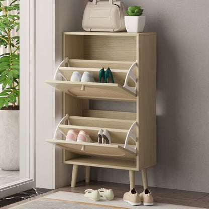 Algherohein Rattan Shoe Storage Cabinet Flip Drawers,Shoe Rack Cabinet for Entryway,Natural