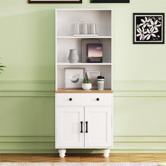 Algherohein Farmhouse Storage Cabinet,Kitchen Cabinets with Bookshelf,Drawer,Adjustable Shelf