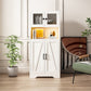 Algherohein LED Storage Cabinet with Doors and Shelves,Accent Cabinet for Living Room Bedroom,White