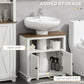 Smuxee Farmhouse Bathroom Vanity with Sink,Bathroom Storage Cabinet with Doors and Shelves,White