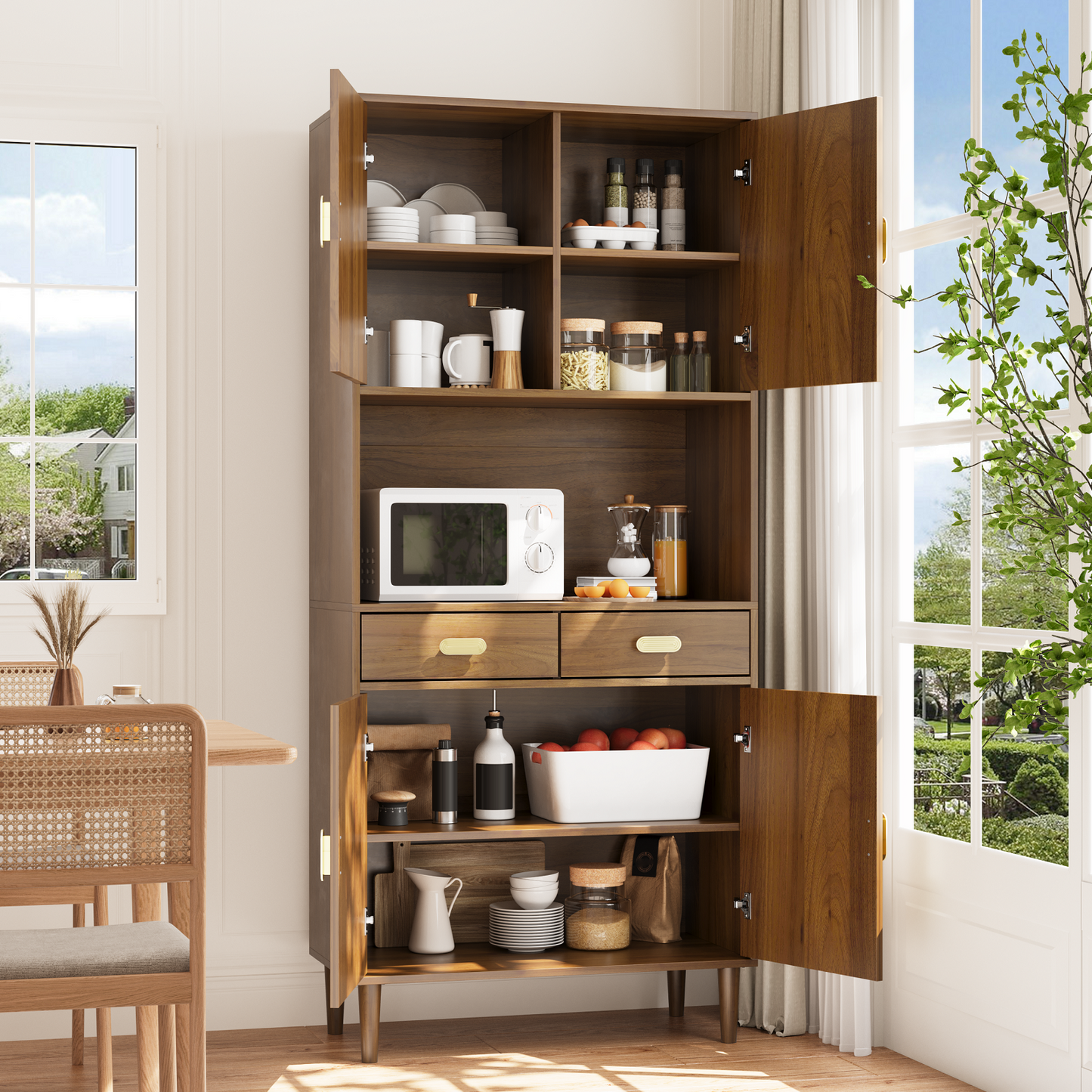 Smuxee Modern Kitchen Storage Cabinets with Doors,Large Kitchen Pantry Cabinet Buffet