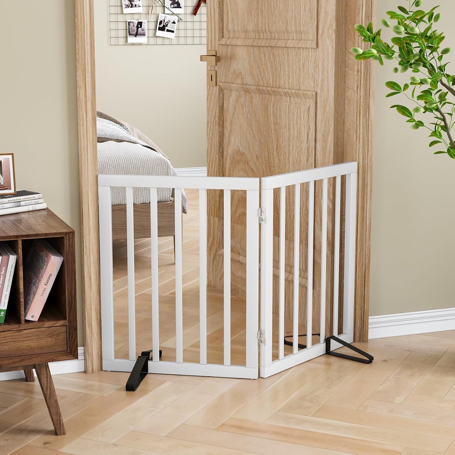 Smart FENDEE Bamboo Dog Gates for Doorways,2 Panels