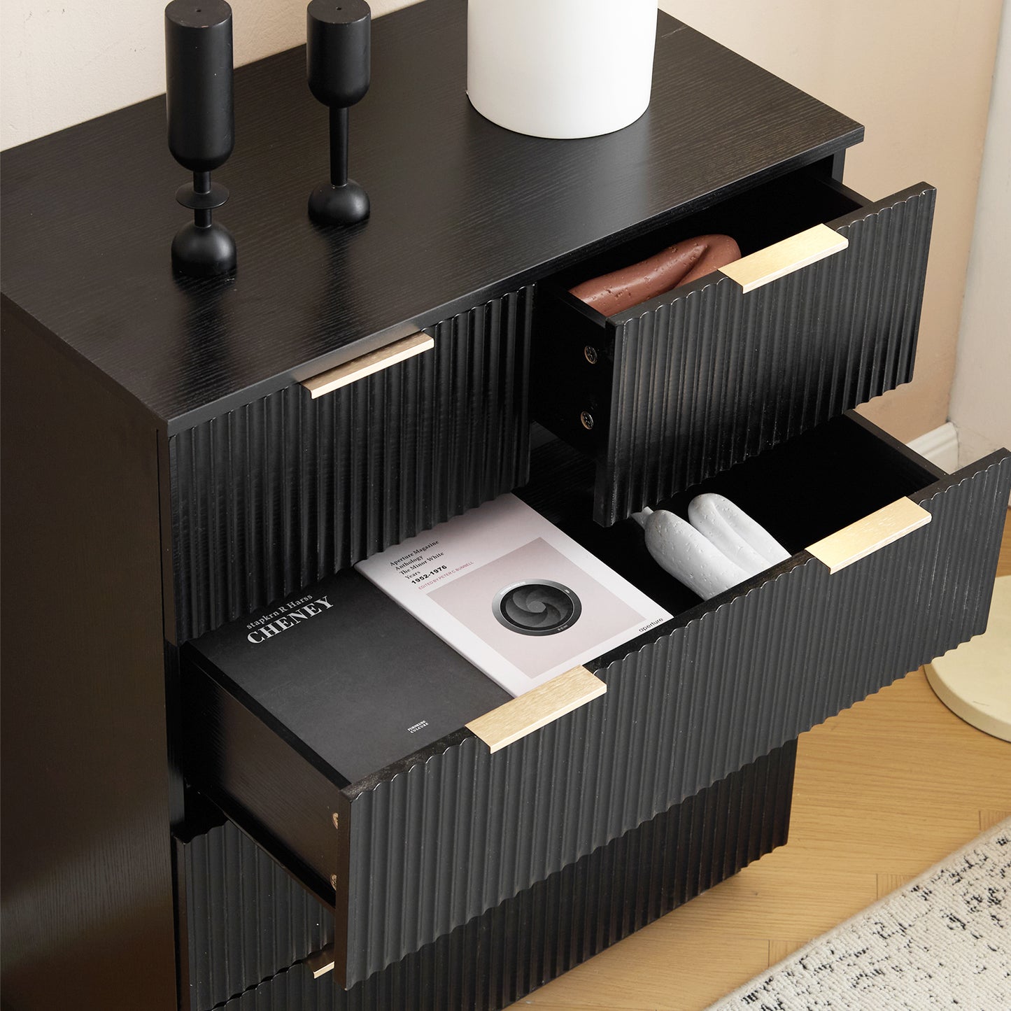 Algherohein Small Dresser with Drawer, Dressers for Bedroom,Fluted Design