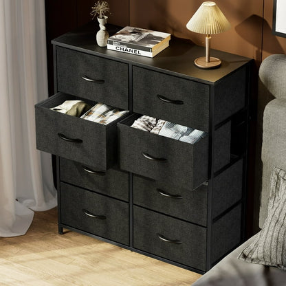 Smart FENDEE Drawers Fabric Dresser Cabinet Storage Organizers and Wood Top , Bedroom, Adult