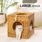 Algherohein Rattan Cat Houses for Indoors,Pet Cat Tunnel Toys Gifts,Cat Crate Bed and Nest