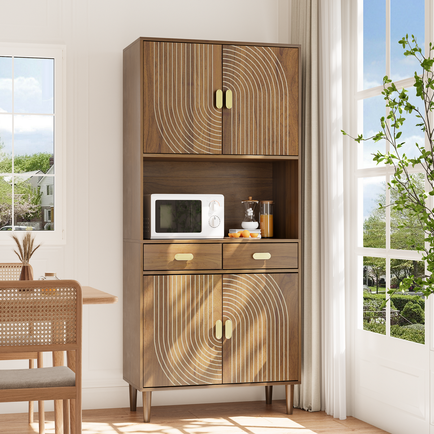Smuxee Modern Kitchen Storage Cabinets with Doors,Large Kitchen Pantry Cabinet Buffet