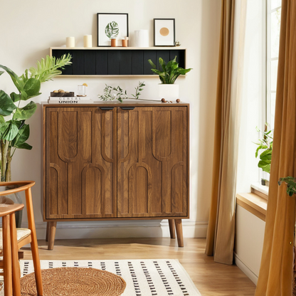 Algherohein Kitchen Buffet Cabinet with Storage,Storage Cabinets for Living Room,Entryway,Walnut