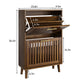 Semiocthome Shoe Storage Cabinet with 2 Flip Louvered Drawers