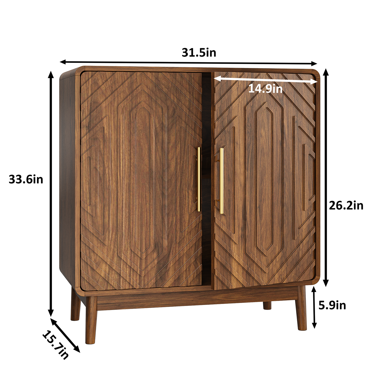 Semiocthome Buffet Cabinet with Carved 2 Door