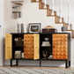 Algherohein Retro Kitchen Sideboards and Buffets, Buffet Cabinet with Storage Adjustable Shelves and 4 Doors