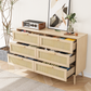 Algherohein Rattan Double Dresser with 6 Drawer for Bedroom,Chest of Drawers