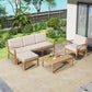 Algherohein 6 Piece Wood Outdoor Furniture Sets with Coffee Table and Cushion,Patio Sectional