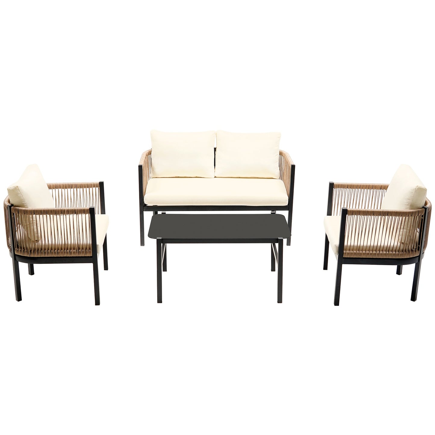 Algherohein Wicker Outdoor Furniture Sets,Outdoor Patio Couch,Chairs and Table Set