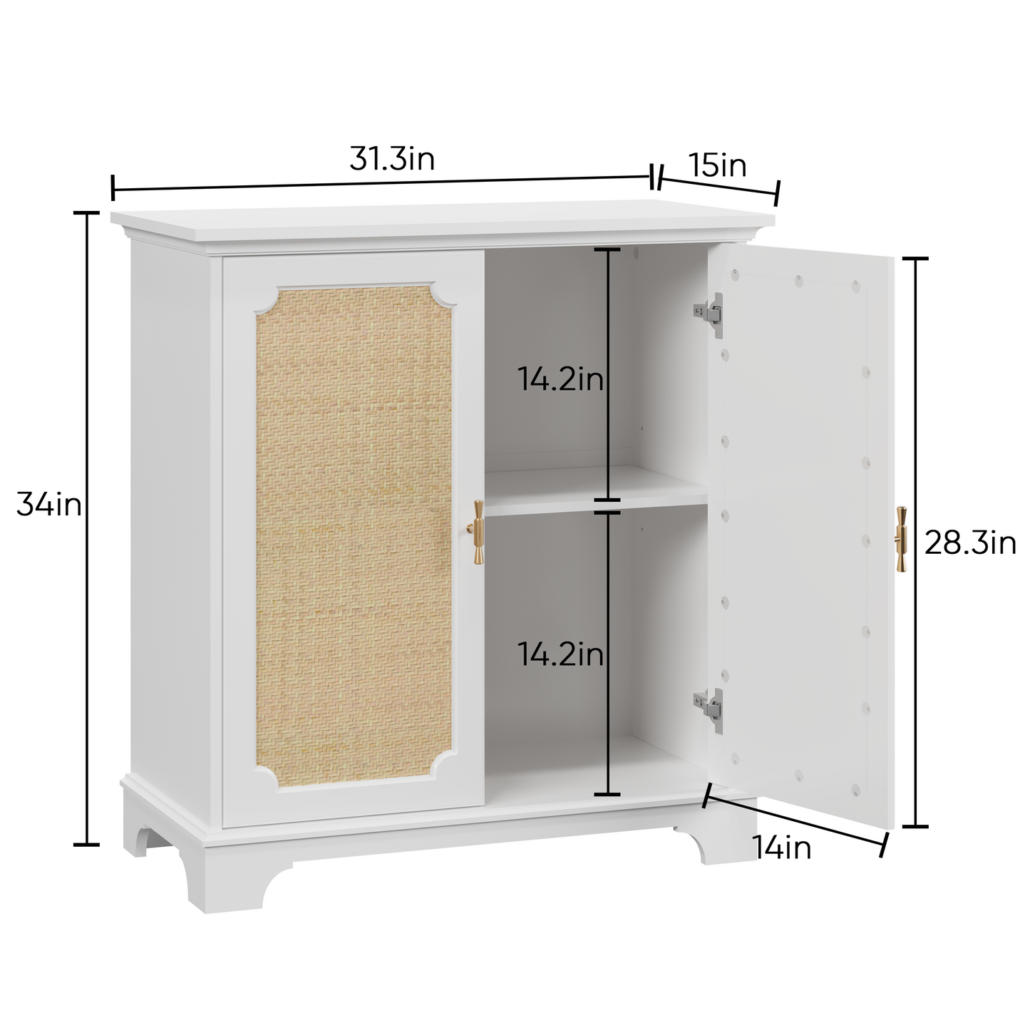 Semiocthome Storage Cabinet with Rattan Doors
