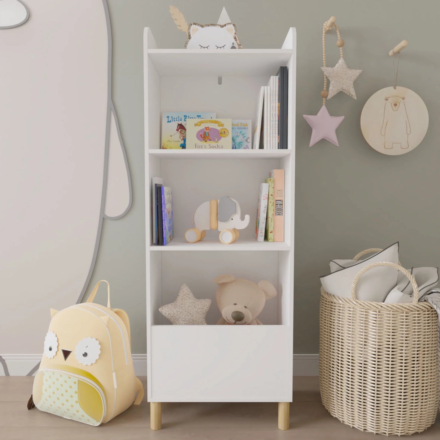 Smart FENDEE Wooden Kids Bookcase,Toy Box for Kids Room