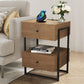 Semiocthome Nightstand Set of 2 with Charging Station and 2 Drawer,Bedside Table for Bedroom