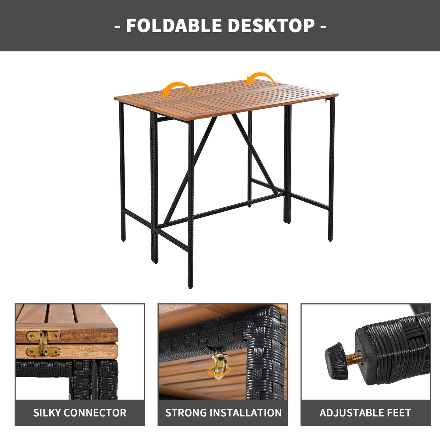 Algherohein Wood Patio Table and Chairs Set, Outdoor Furniture Sets Dining and Bar