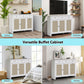 Semiocthome Rattan Storage Cabinet with Tilt Out Trash and 3 Drawers for Kitchen White