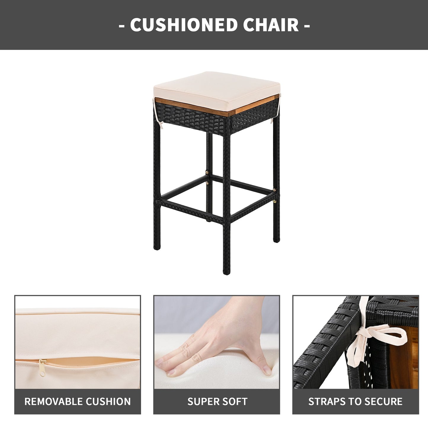 Algherohein Wood Patio Table and Chairs Set, Outdoor Furniture Sets Dining and Bar