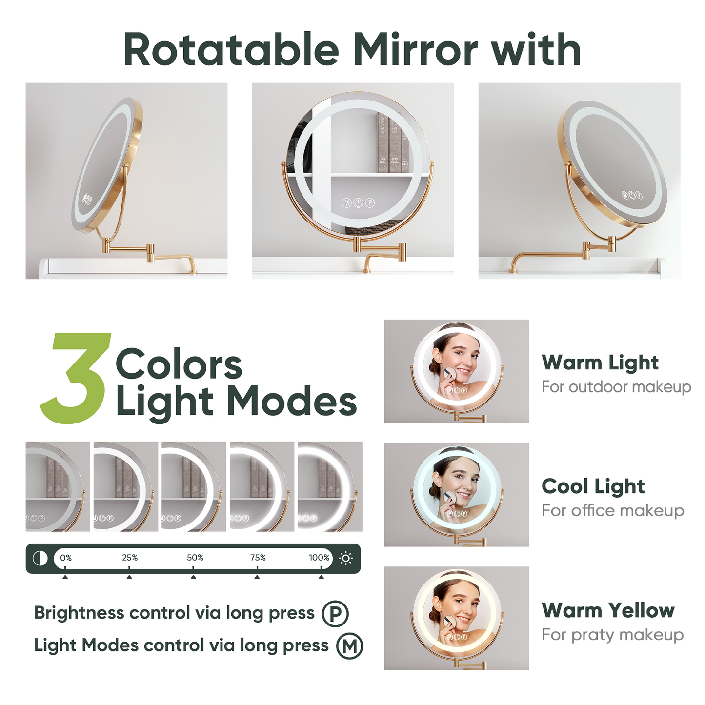 Algherohein Vanity Set with Mirror and Glass Storage,Makeup Vanity with Stool